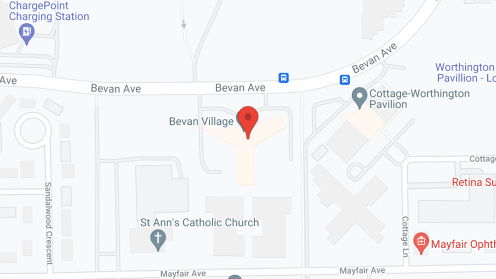 Map of the neighborhood around Bevan Village