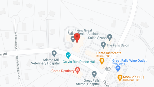 Map of the neighborhood around Brightview Great Falls