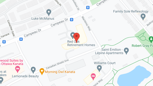 Map of the neighborhood around Red Oak Retirement Residence