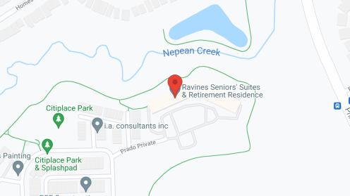 Map of the neighborhood around The Ravines Seniors' Suites and Retirement Residence