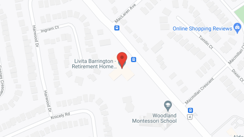 Map of the neighborhood around Barrington Retirement Home