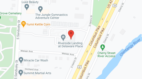 Map of the neighborhood around Riverside Landing at Delaware Place