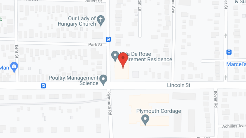 Map of the neighborhood around Villa De Rose Retirement Residence
