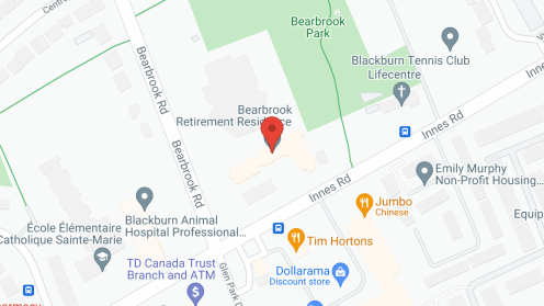 Map of the neighborhood around Bearbrook Retirement Residence