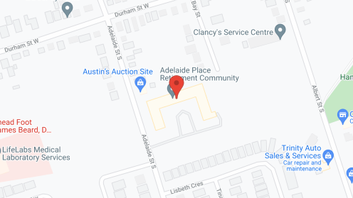 Map of the neighborhood around Adelaide Place Retirement Community