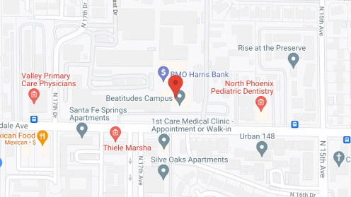 Map of the neighborhood around Beatitudes Campus, a CCRC