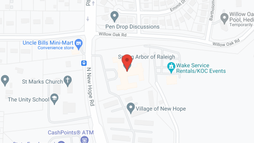 Map of the neighborhood around Spring Arbor of Raleigh