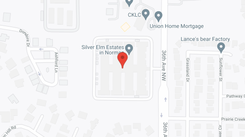 Map of the neighborhood around Silver Elm Estates Norman
