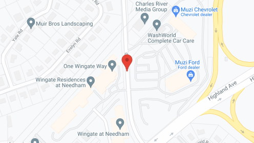 Map of the neighborhood around The Wingate Residences of Needham and One Wingate Way
