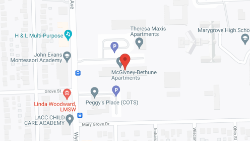 Map of the neighborhood around McGivney-Bethune Apartments