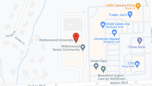 Map of the neighborhood around Waltonwood University