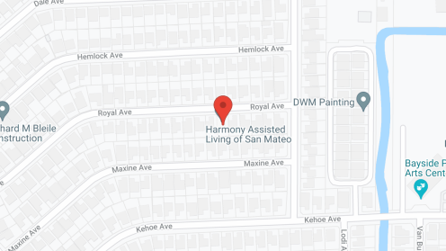 Map of the neighborhood around Harmony Assisted Living of San Mateo