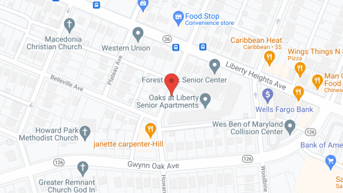 Map of the neighborhood around Oaks at Liberty