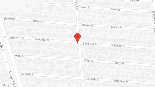 Map of the neighborhood around Schouest House