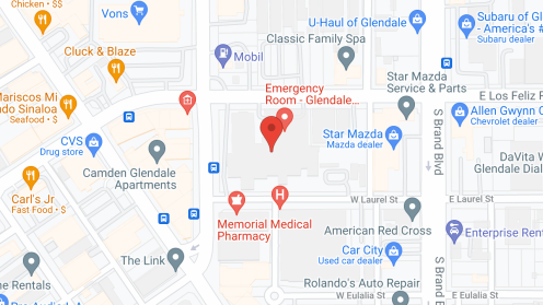 Map of the neighborhood around Glendale Memorial Hospital