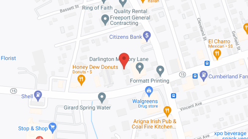 Map of the neighborhood around Darlington Memory Lane