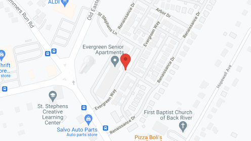 Map of the neighborhood around Evergreen Senior Apartments