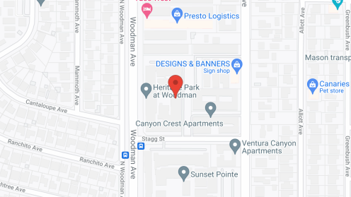 Map of the neighborhood around Heritage Park at Woodman - Senior Apartments