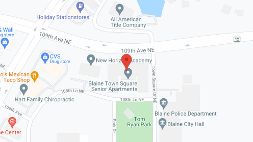 Map of the neighborhood around Blaine Town Square Senior Apartments