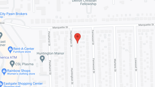 Map of the neighborhood around Huntington Homes