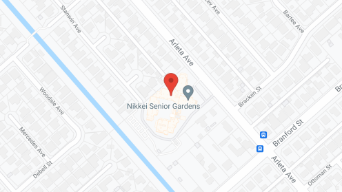 Map of the neighborhood around Nikkei Senior Gardens by Cogir