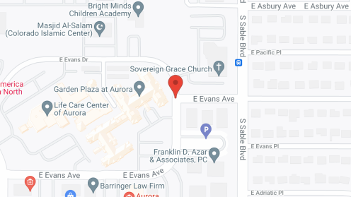 Map of the neighborhood around Garden Plaza of Aurora