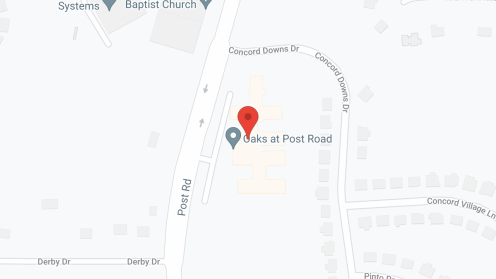 Map of the neighborhood around Oaks at Post Road