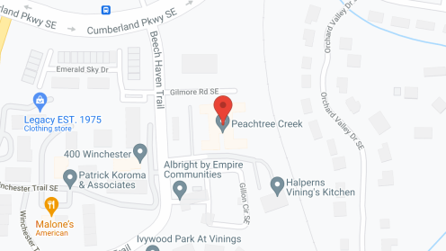 Map of the neighborhood around Peachtree Creek