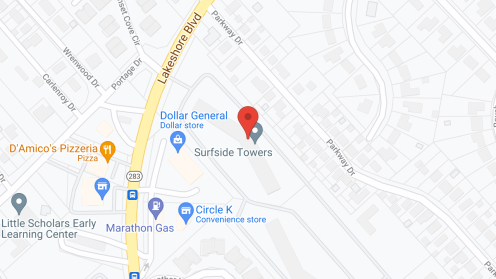 Map of the neighborhood around Surfside Towers
