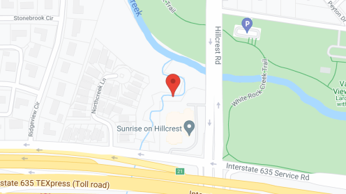 Map of the neighborhood around Sunrise at Hillcrest