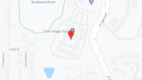 Map of the neighborhood around Town Village Tulsa