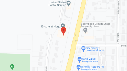 Map of the neighborhood around Encore at Hugo