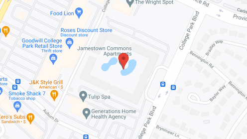 Map of the neighborhood around Jamestown Commons