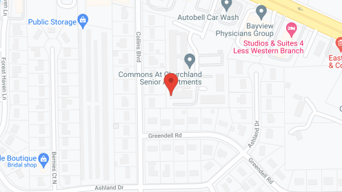 Map of the neighborhood around The Commons at Churchland