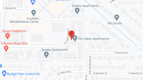 Map of the neighborhood around The Lakes Apartments