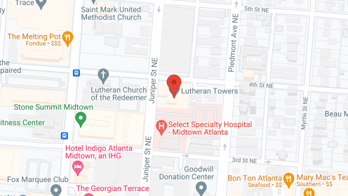 Map of the neighborhood around Lutheran Towers