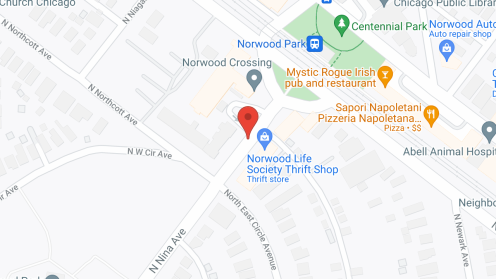 Map of the neighborhood around Norwood Crossing