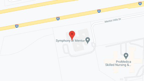 Map of the neighborhood around Symphony at Mentor
