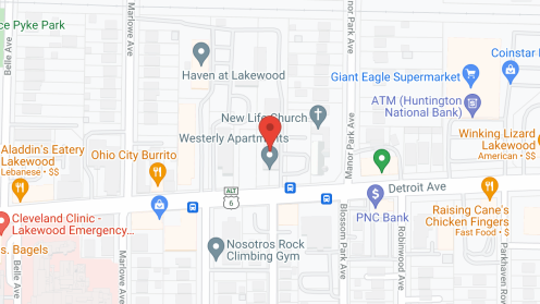 Map of the neighborhood around Westerly Apartments