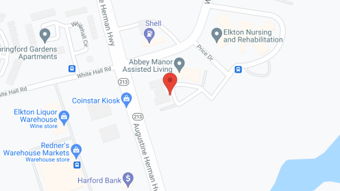 Map of the neighborhood around Abbey Manor of Elkton