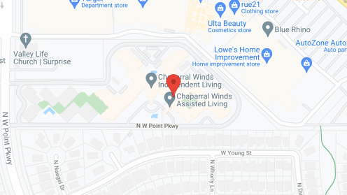 Map of the neighborhood around Chaparral Winds Retirement Community