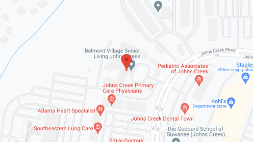 Map of the neighborhood around Belmont Village Johns Creek