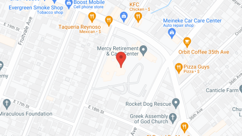 Map of the neighborhood around Mercy Retirement and Care Center