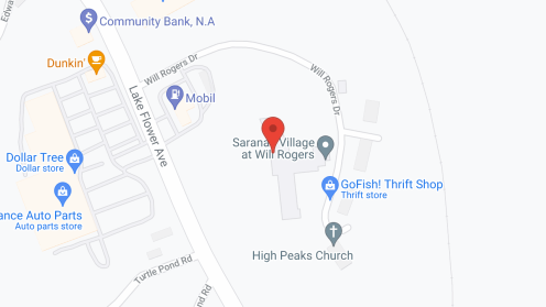 Map of the neighborhood around Saranac Village at Will Rogers