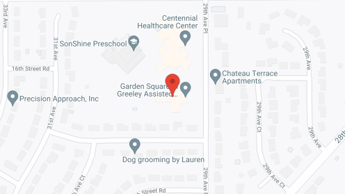 Map of the neighborhood around Garden Square at Greeley
