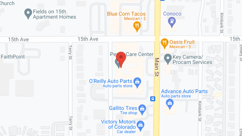 Map of the neighborhood around The Peaks Care Center and Frontier Therapy Center