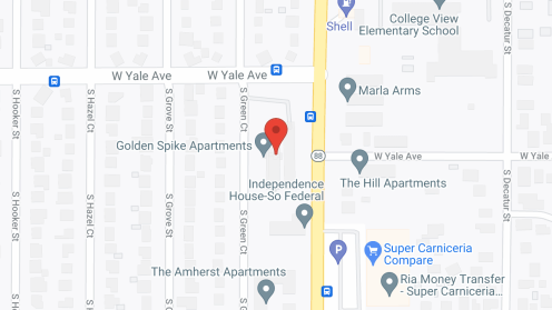 Map of the neighborhood around Golden Spike Apartments