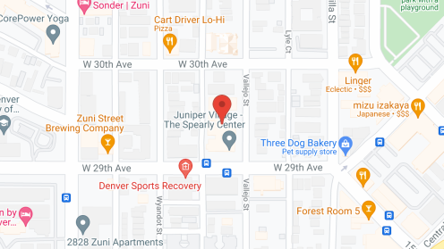Map of the neighborhood around Juniper Village at the Spearly Center