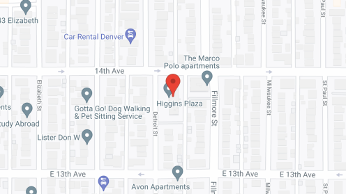 Map of the neighborhood around Higgins Plaza