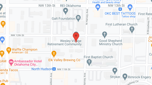 Map of the neighborhood around Wesley Village Retirement